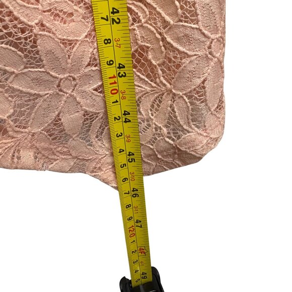 Elle Light Pink Floral Lace Stretch Dress XL Assymmetical Hem Whimsy Cottagecore - Picture 7 of 10